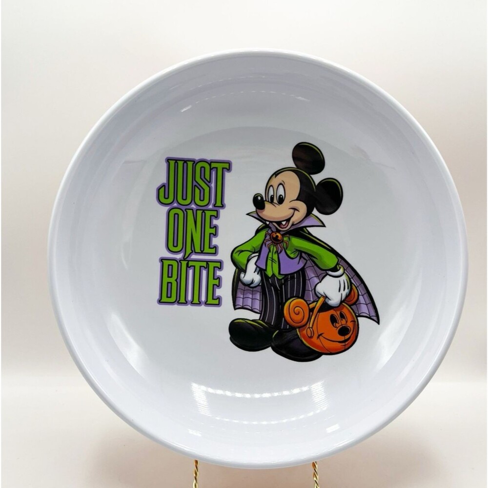 Disney Parks Vampire Mickey Mouse Halloween Candy Bowl Large 11.5” Melamine